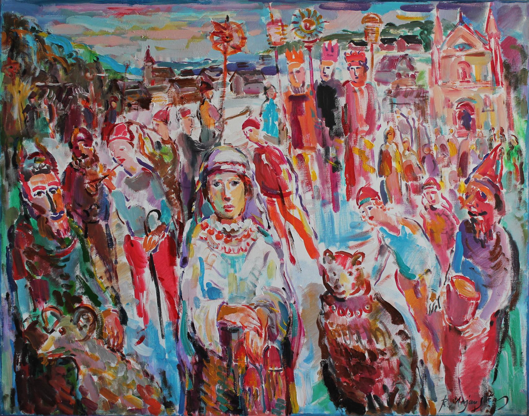 OI KALĖDA, KALĖDA, KALĖDA - Tapytojas Raimundas Majauskas Drobė/Aliejus  80x100cm 2014 m.